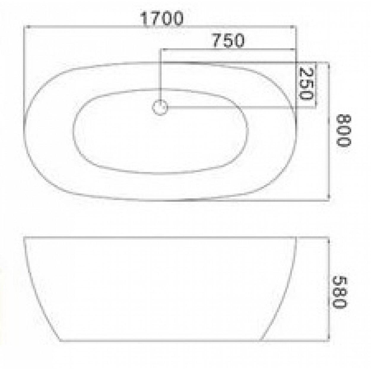 Baignoire îlot MAUI 170x80 cm avec Robinetterie - 4
