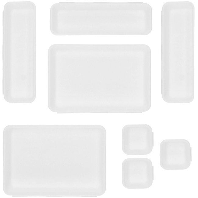 Organizator sertar bucatarie 8 piese interconectabile pp, dimensiuni variate, compact, alb