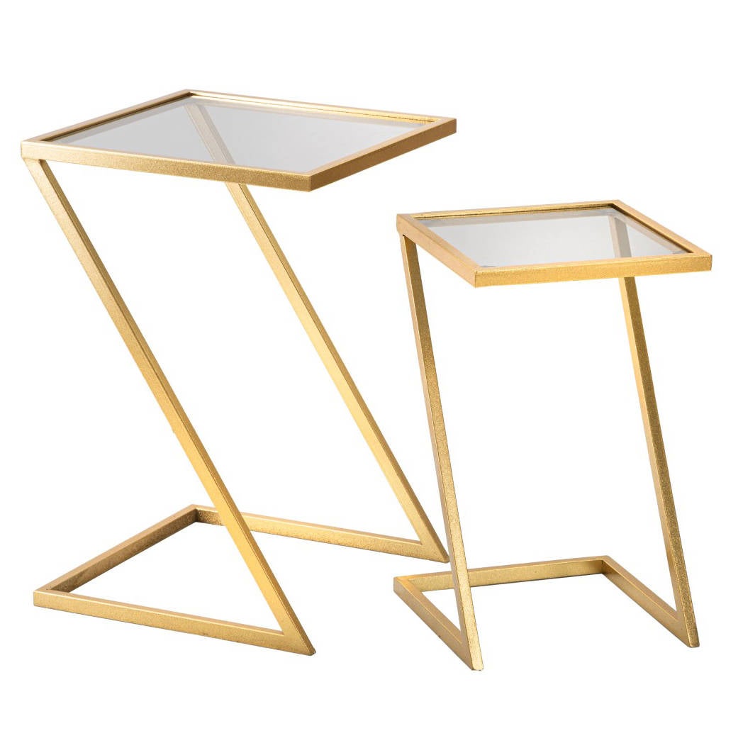 Tables D'appoint MARA Design Italien – Laiton Doré Et Verre Fumé (occasion)