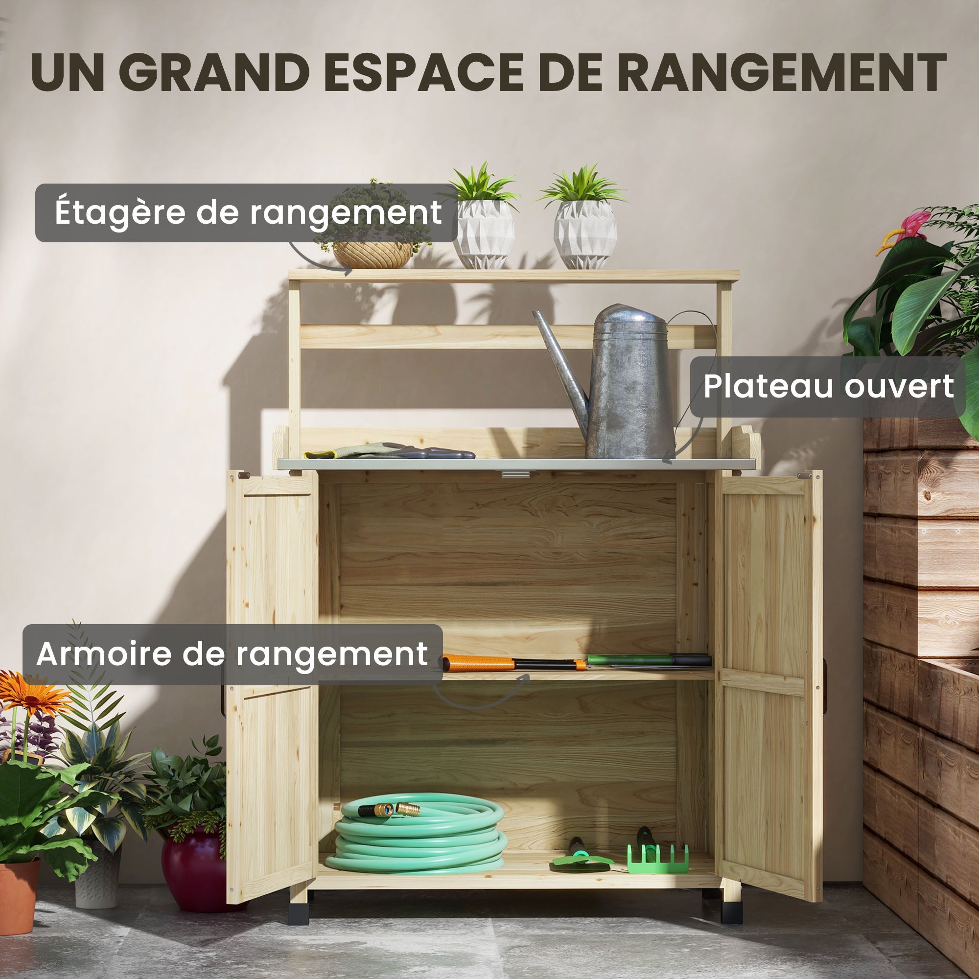 Table de rempotage bois de sapin Outsunny - 5