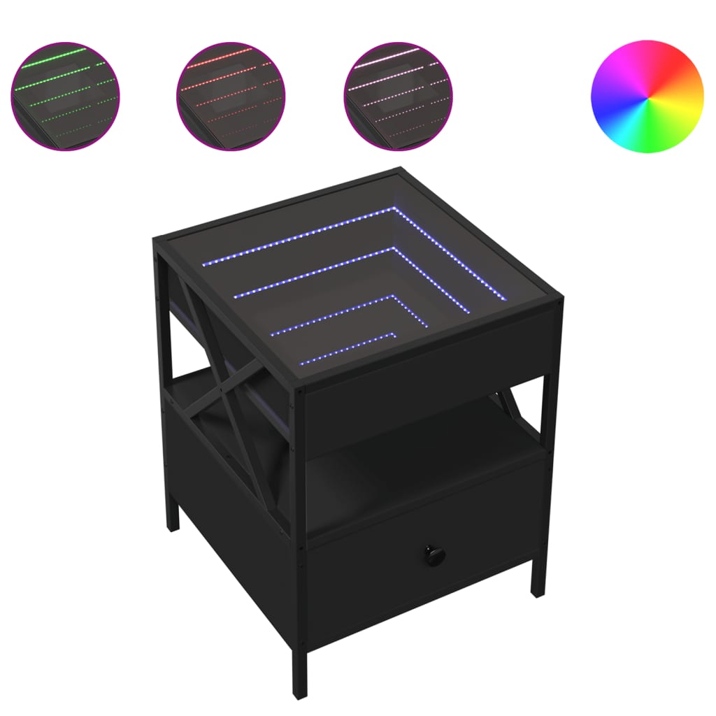 Mesa de centro de salón con cajón diseño moderno con LED 40 x 40 x 51 ...