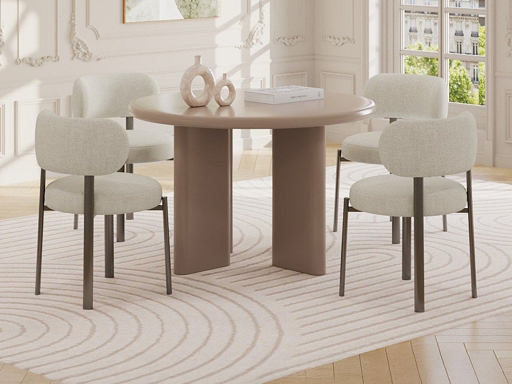 Okrągły stół do jadalni dla 4 osób z MDF - Brązowy - LUKAVO