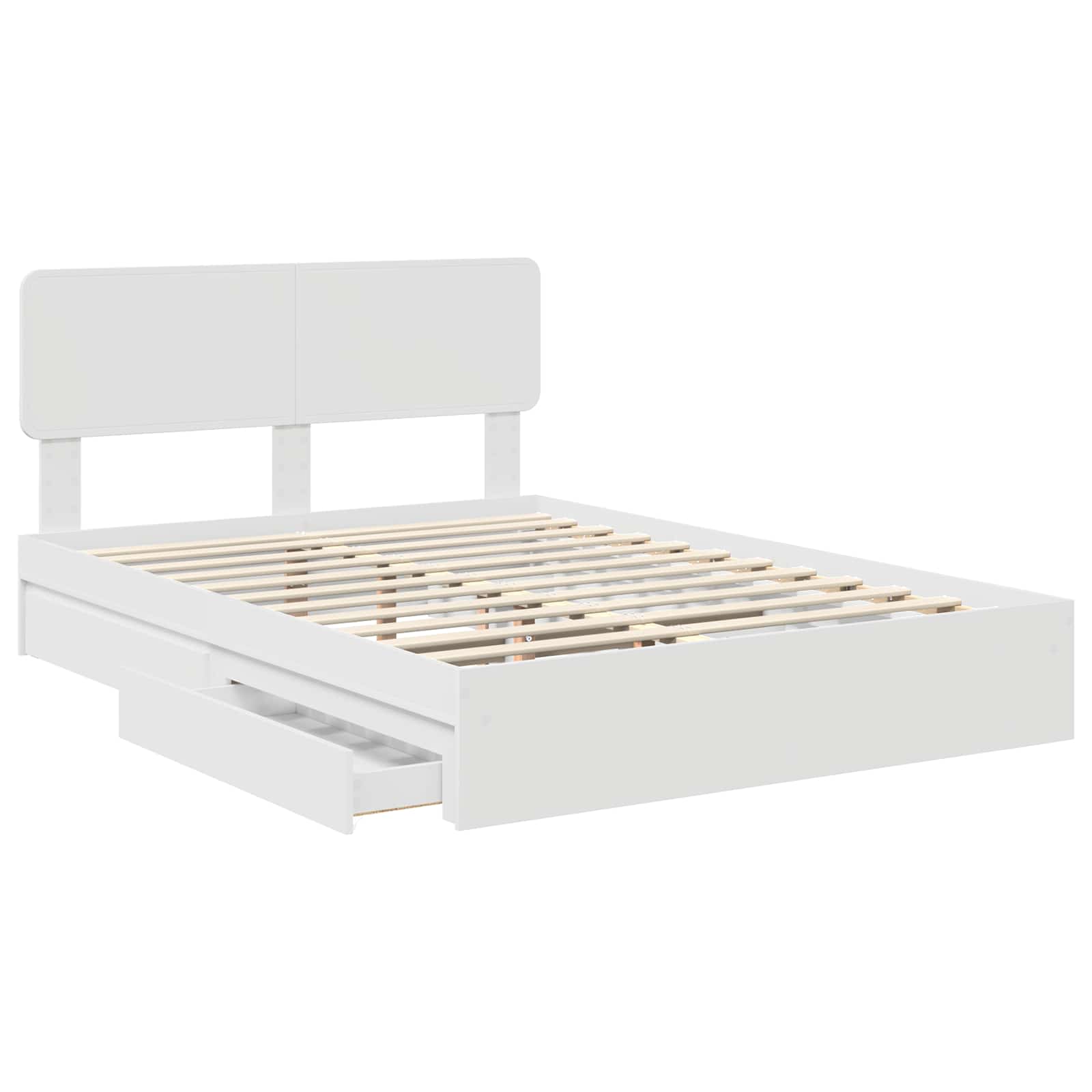 Lit de rangement réglable blanc 140 x 190 cm panneau de bois - 5