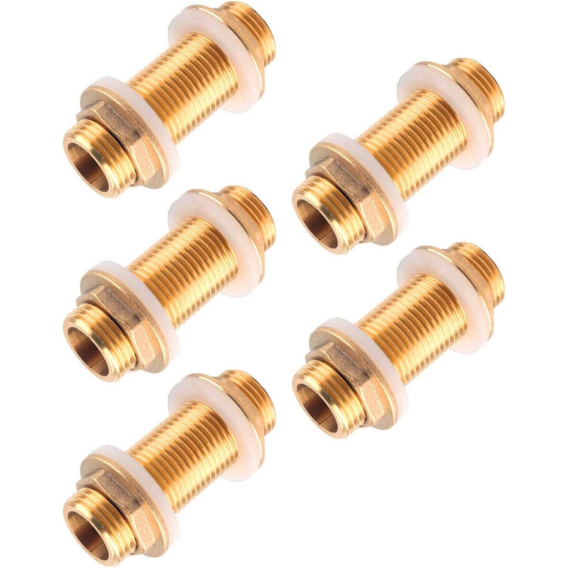 Złączki mosiężne G3/4" męskie – 5 sztuk z uszczelkami silikonowymi do zbiorników na wodę
