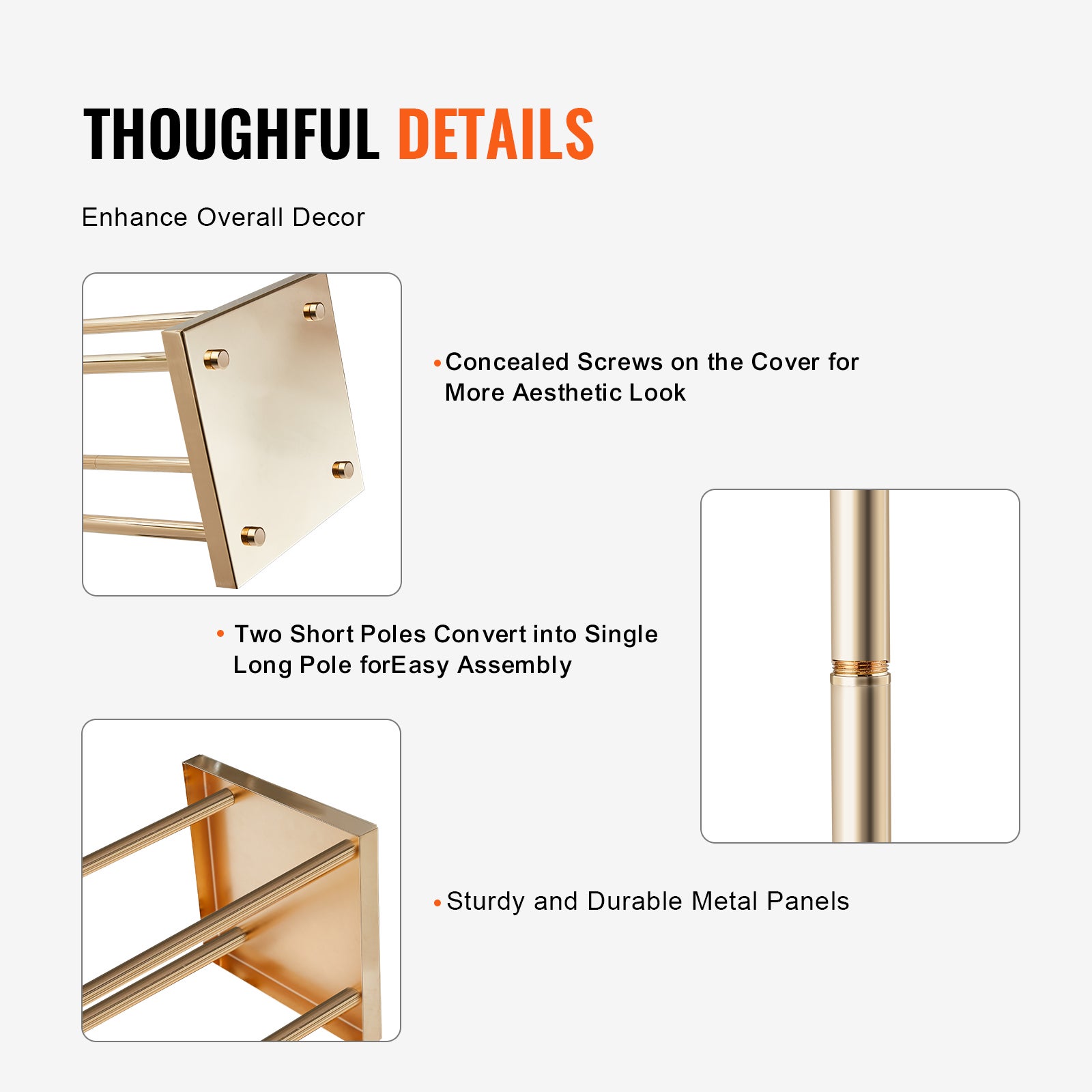 4PCS Support de Fleurs Mariage VEVOR 60 cm Porte-fleurs Métal Doré Centre de Table Mariage Vase Géométrique Stratifié Présentoir Floral pour Réception - 4