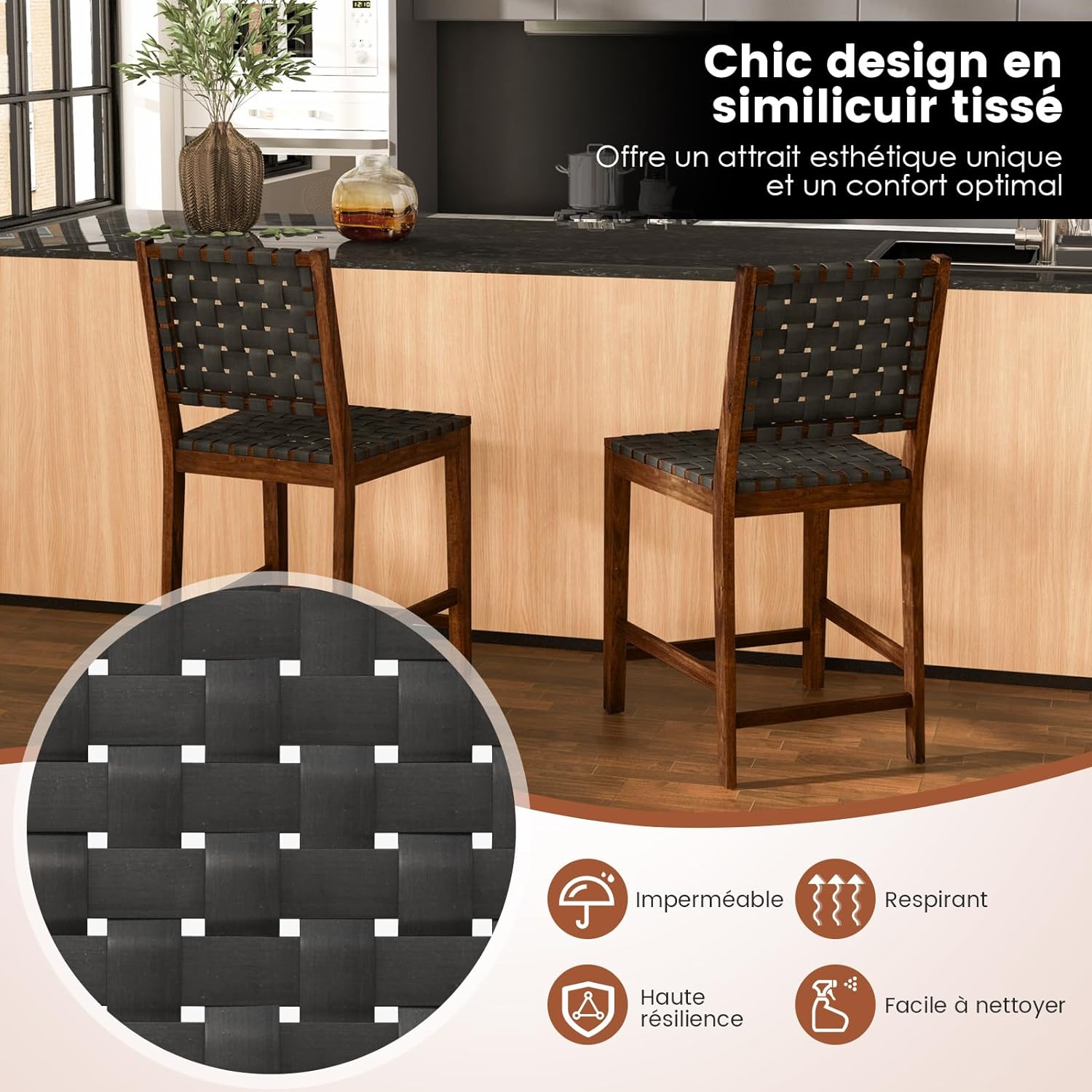 Sgabelli da Bar, Sedie Alte con Cinturini in Similpelle