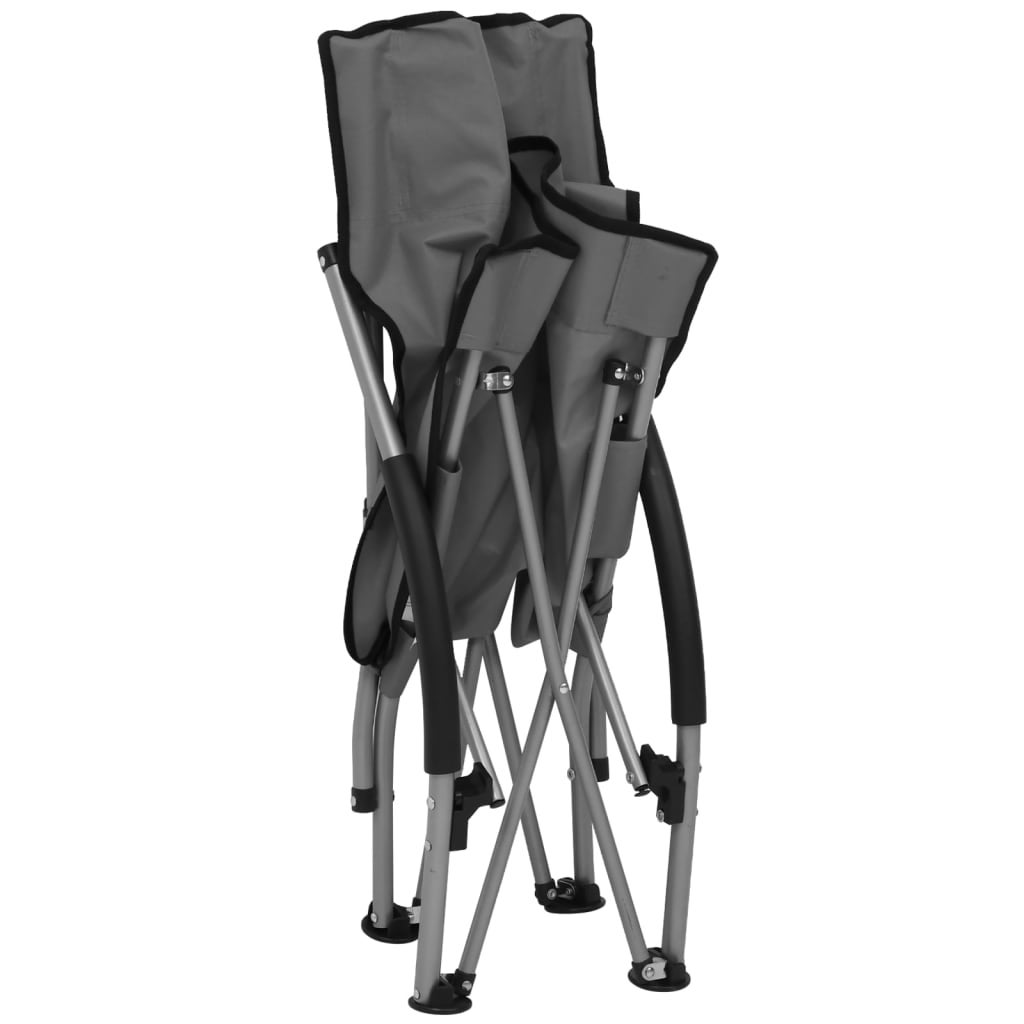 vidaXL Chaises de plage pliables lot de 2 Gris Tissu - 6