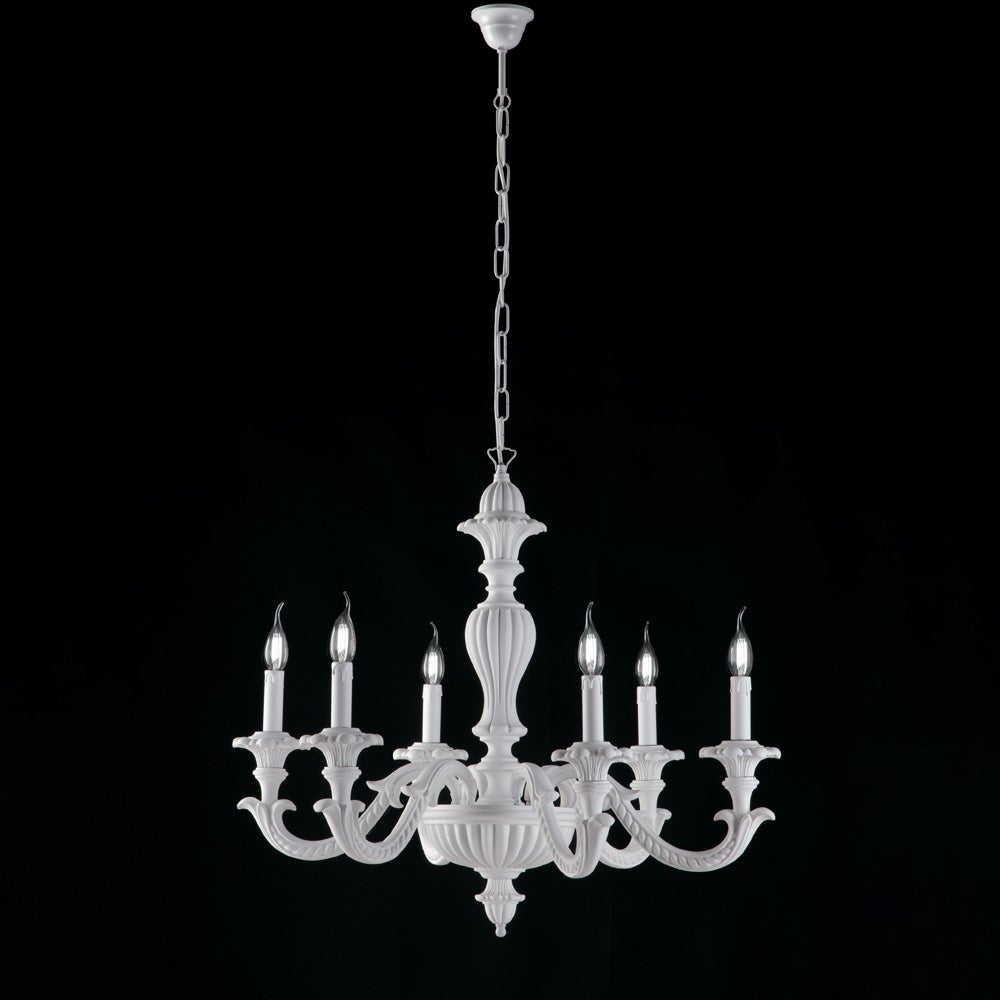 Leonardo Lustre Shabby en bois blanc 6 lumières 130 d.74 BL180-6-BCO - 2