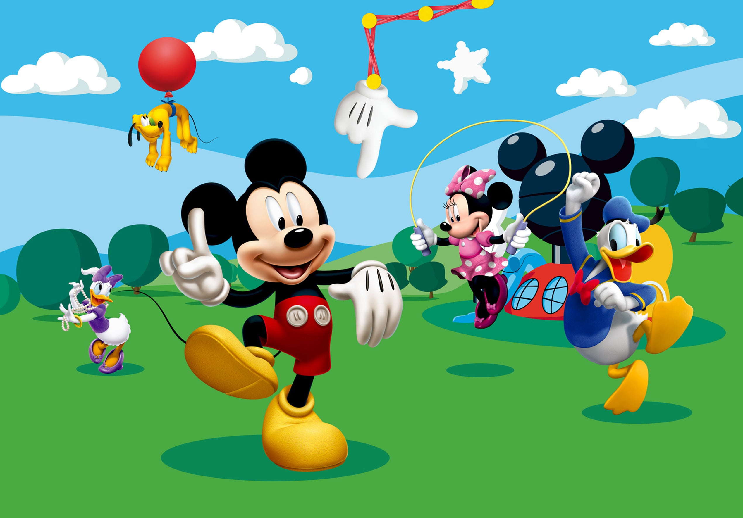 Fotomural mickey mouse verde, azul y amarillo - 360 x 254 cm - disney