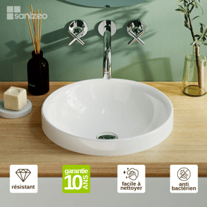 Vasque à encastrer ÉRIK Minéral Composite Blanc Brillant Ronde 40cm*H12.7cm - LAVABERG by Sanizéo