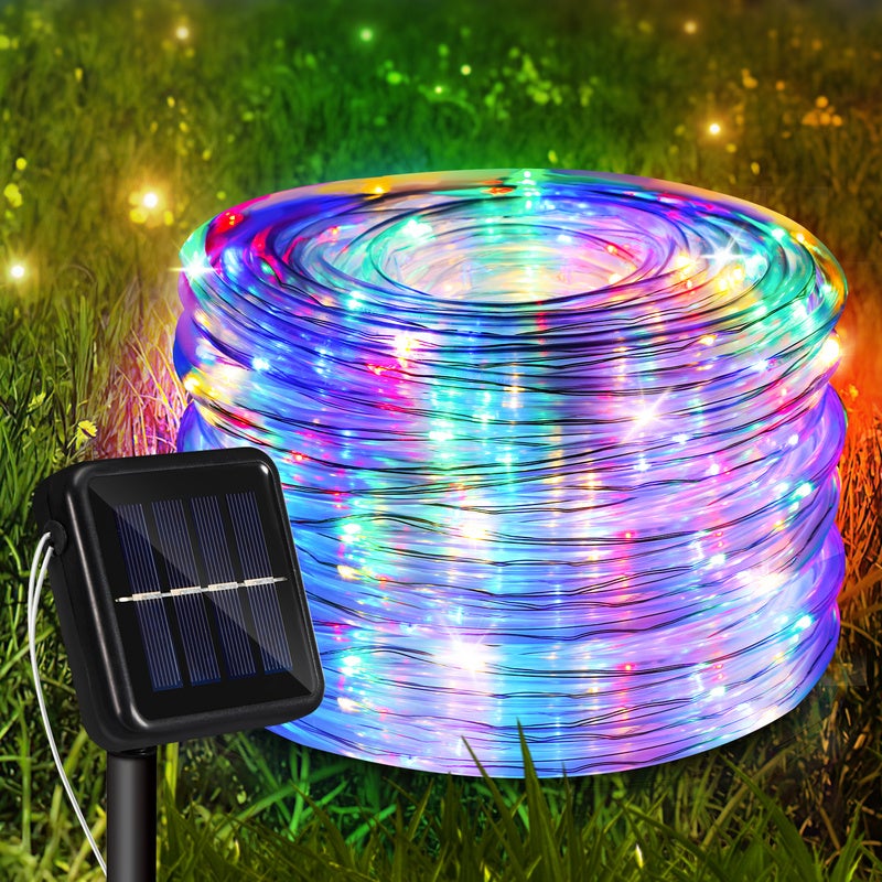 Catena di luci solari da esterno da 30 m, Luce da giardino ricaricabile tramite USB con telecomando e 50+2 lampadine LED G40, 8 modalità, timer, IP44 | Leroy Merlin