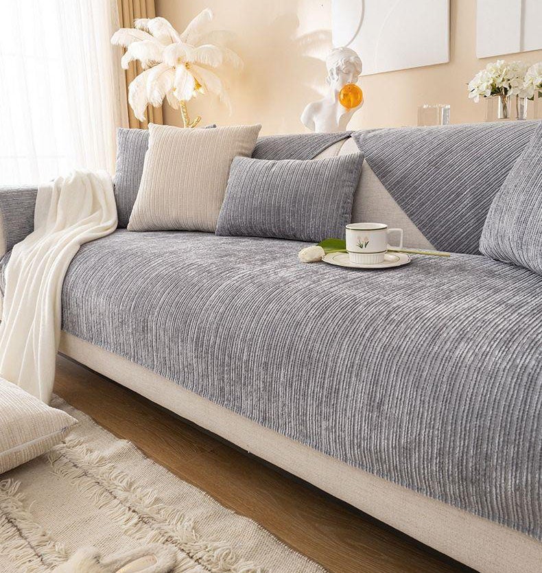 Cuscino antiscivolo per divano, cuscino di protezione per divano, antisporco, protezione antigraffio per gatti, grigio, 70 x 150 cm - 6