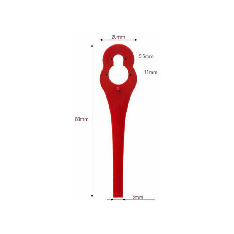 Zestaw 100 ostrzy do podkaszarki z tworzywa sztucznego, bezprzewodowych, 83 mm, do kosiarek Florabest FRTA 20 A1, FAT 18B2 i FAT 18B3