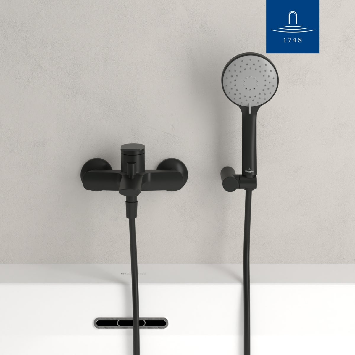 Villeroy & Boch - Oasis Mitigeur Douche/Baignoire Mural Noir Mat. Inverseur et Régulateur de Jet. Anti-retour. Durable - 7