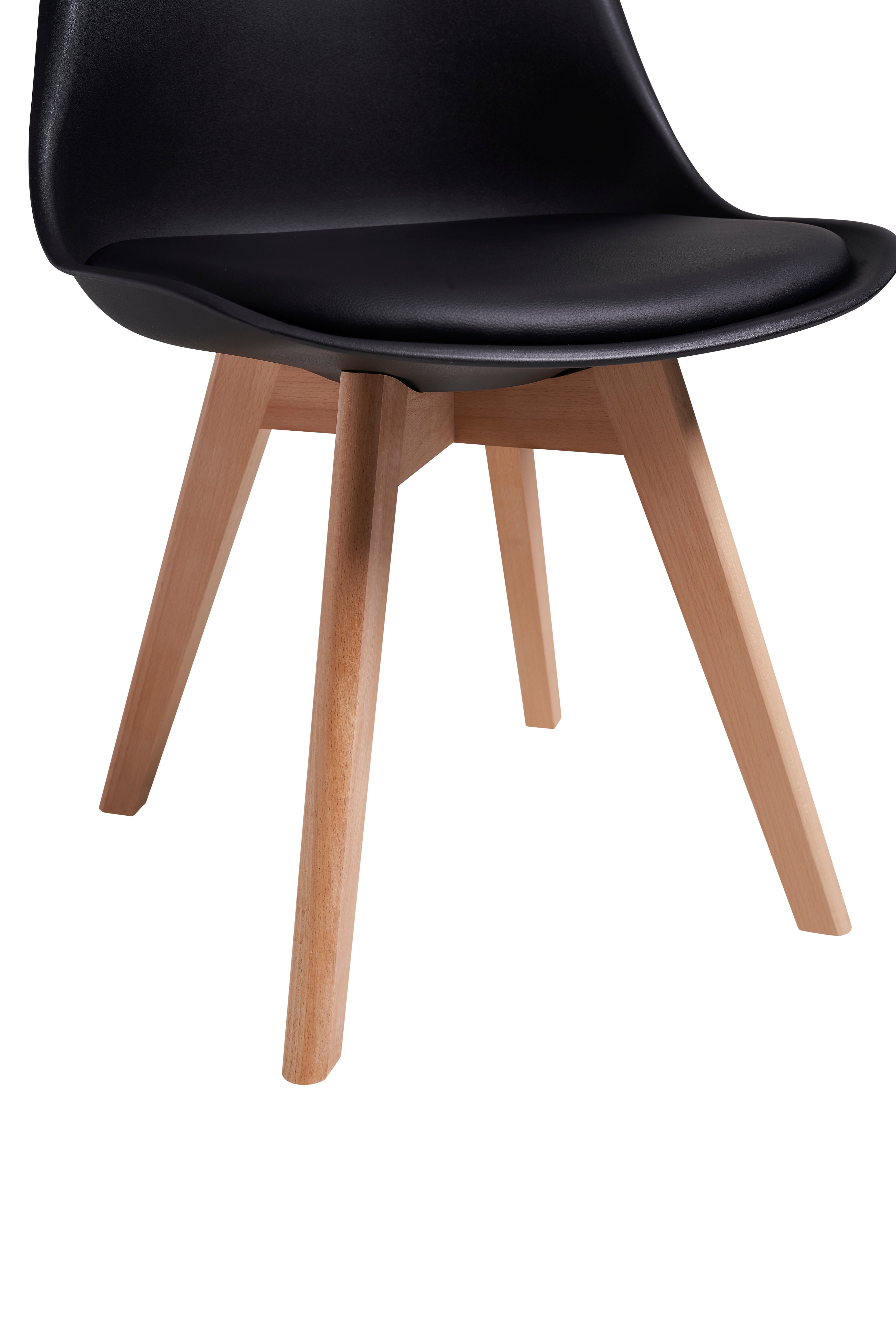 TEENO Chaises de Salle à Manger scandinave, Chaise de Bureau rétro, Noir, Lot de 4 - 3