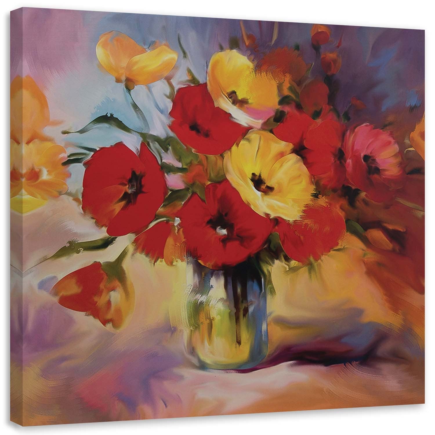 Obraz na płótnie, Bukiet maków w wazonie 30x30
