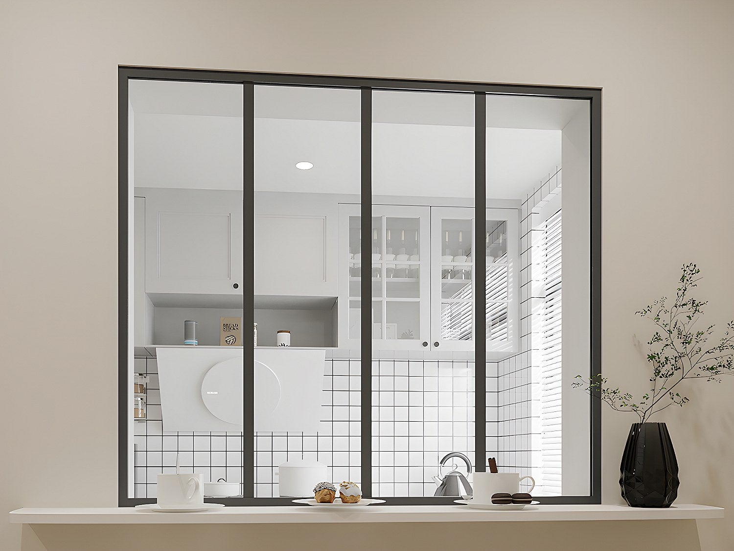 Verrière atelier en aluminium thermolaqué - 120x105 cm - Noir - BAYVIEW - 4