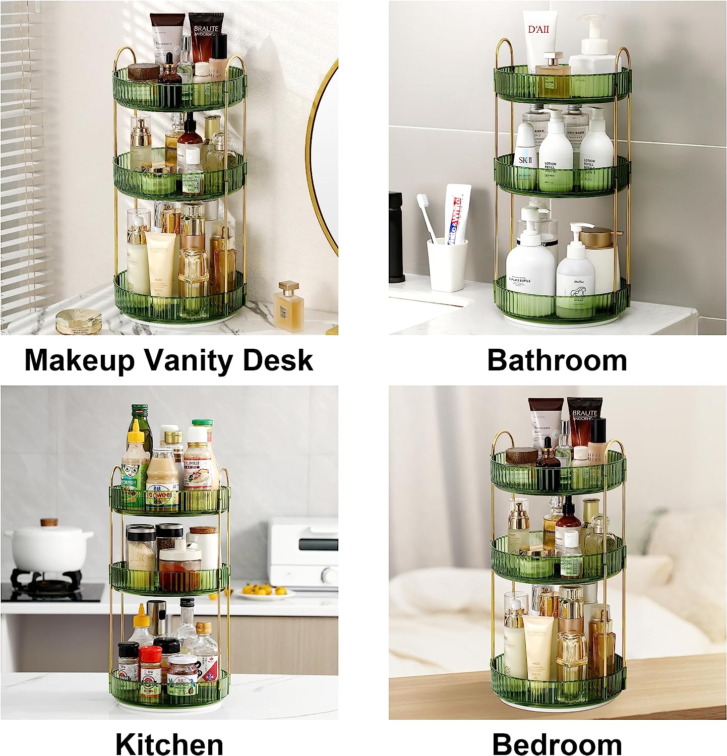 Organizer NiHome Per Profumi - Porta Trucchi In Acrilico A 2 Ripiani Con Base Specchio - Grigio Elegante Per Bagno O Toeletta