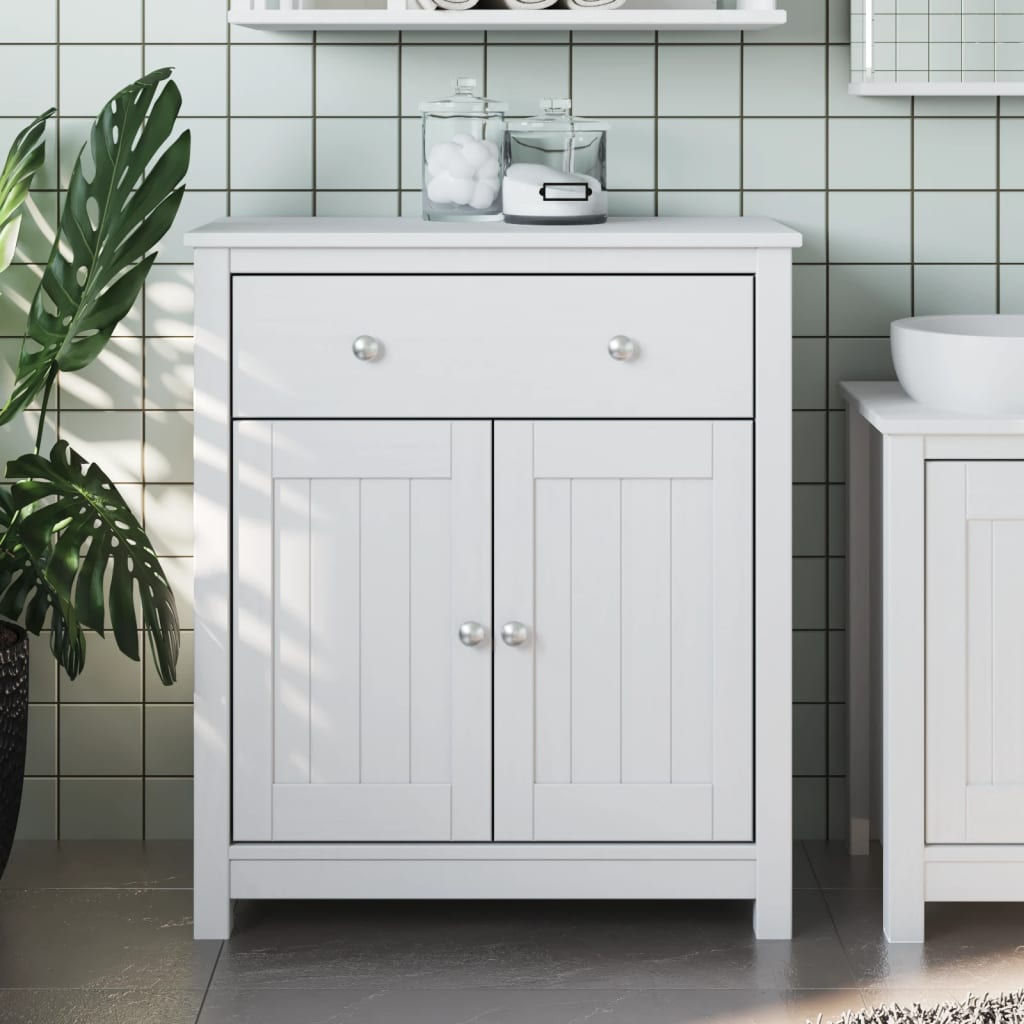 Mobiletto Bagno BAKAJI 2 Ante - Legno MDF Bianco, 60x30x80 Cm, 3 Ripiani Interni, Chiusura Magnetica