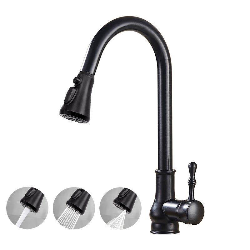 Stary mosiężny kran wyciągany - trzy tryby - wąż wodny 3/8" - kran z ciepłą i zimną wodą - odpowiedni do zlewów kuchennych i umywalek - czarny