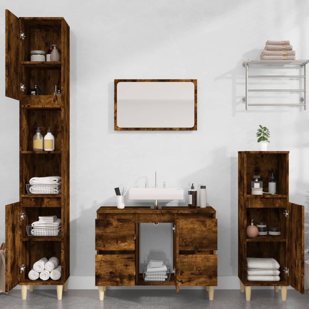 Maison Exclusive - Mobile Lavabo Rovere Fumo 80x33x60 cm in Legno Multistrato - 3
