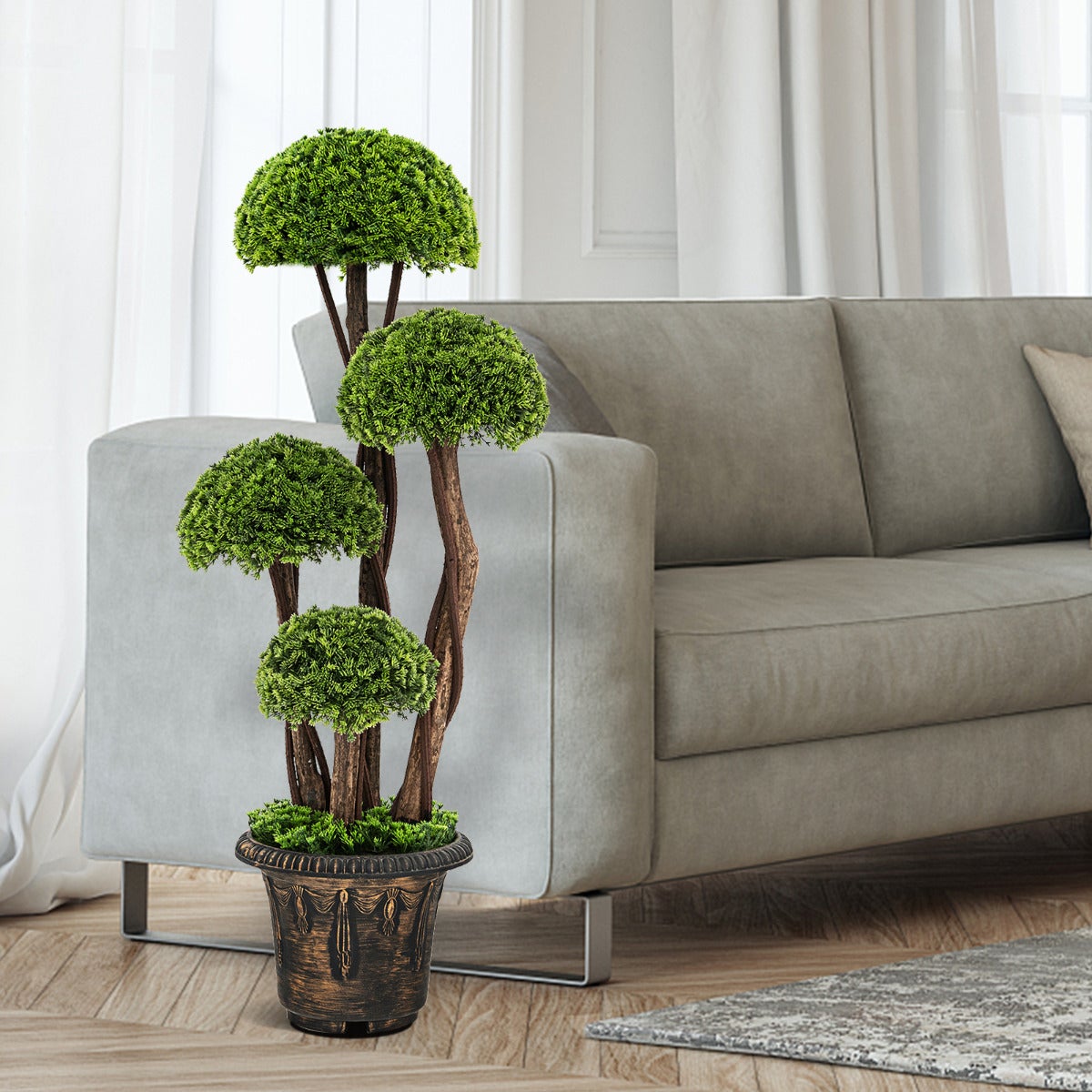 Essenza  Árbol Topiario Artificial De Cedro 90Cm Con Maceta Decorativa Interior Exterior Verdes , Leroy Merlin