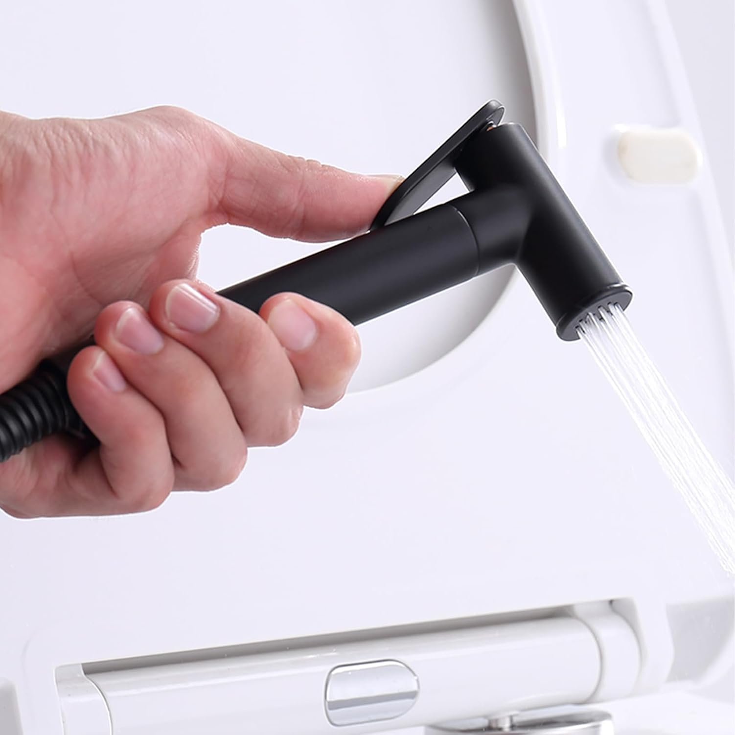 Peinture noire chaude et froide tout cuivre ensemble corps de vanne en cuivre + tuyau de 1,5 m + pistolet de pulvérisation en cuivre - 3