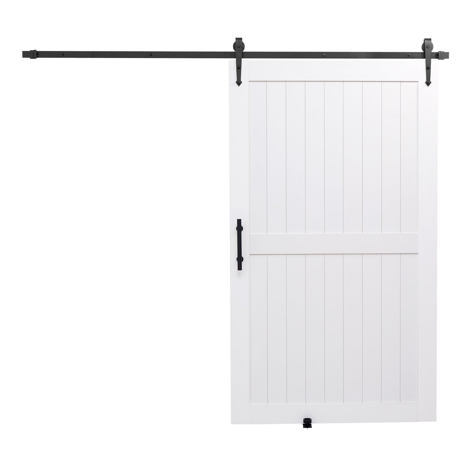 Porte de grange coulissante,VEVOR 1219 x 2134 mm,panneau MDF,surface en PVC imperméable,facile à installer,cadre en H,pour salon et salle bain - 9