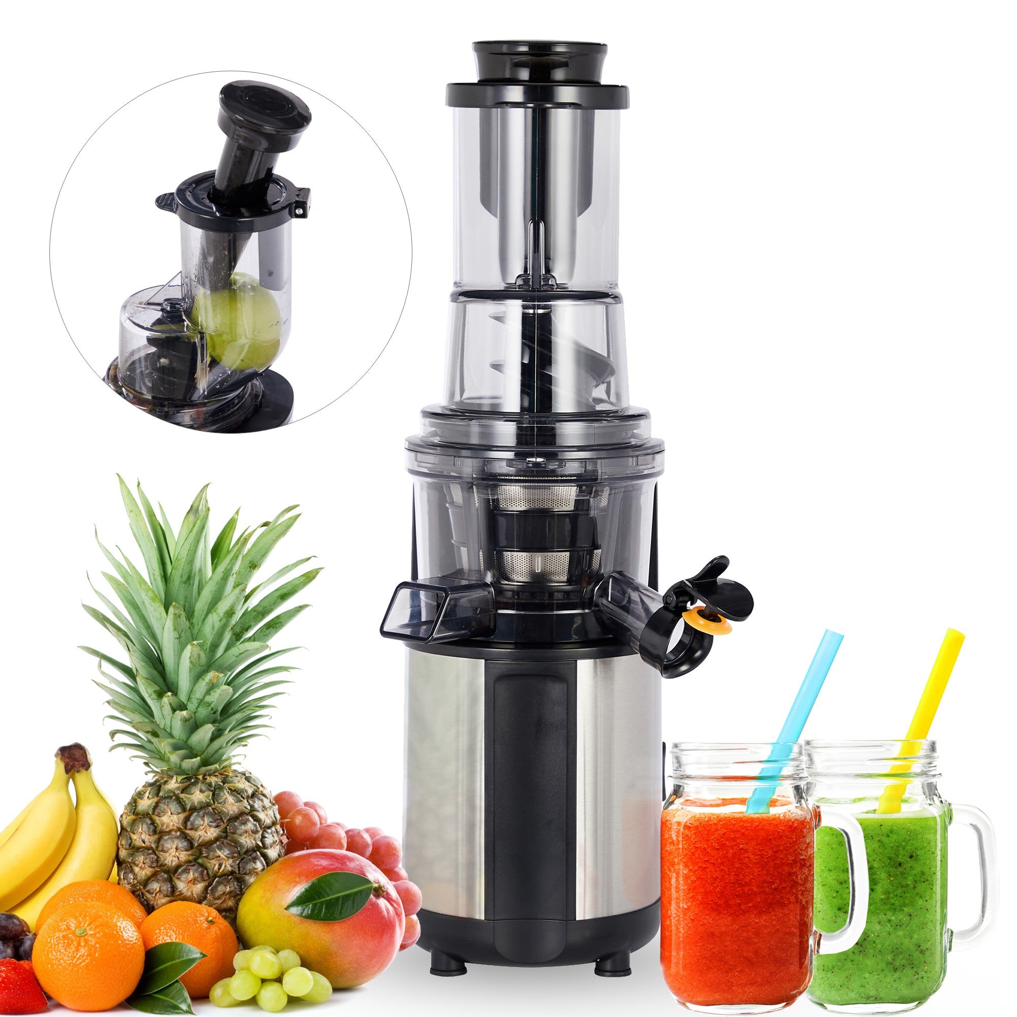 AREBOS Extracteur de jus 80mm + 45mm ouverture de remplissage — free download