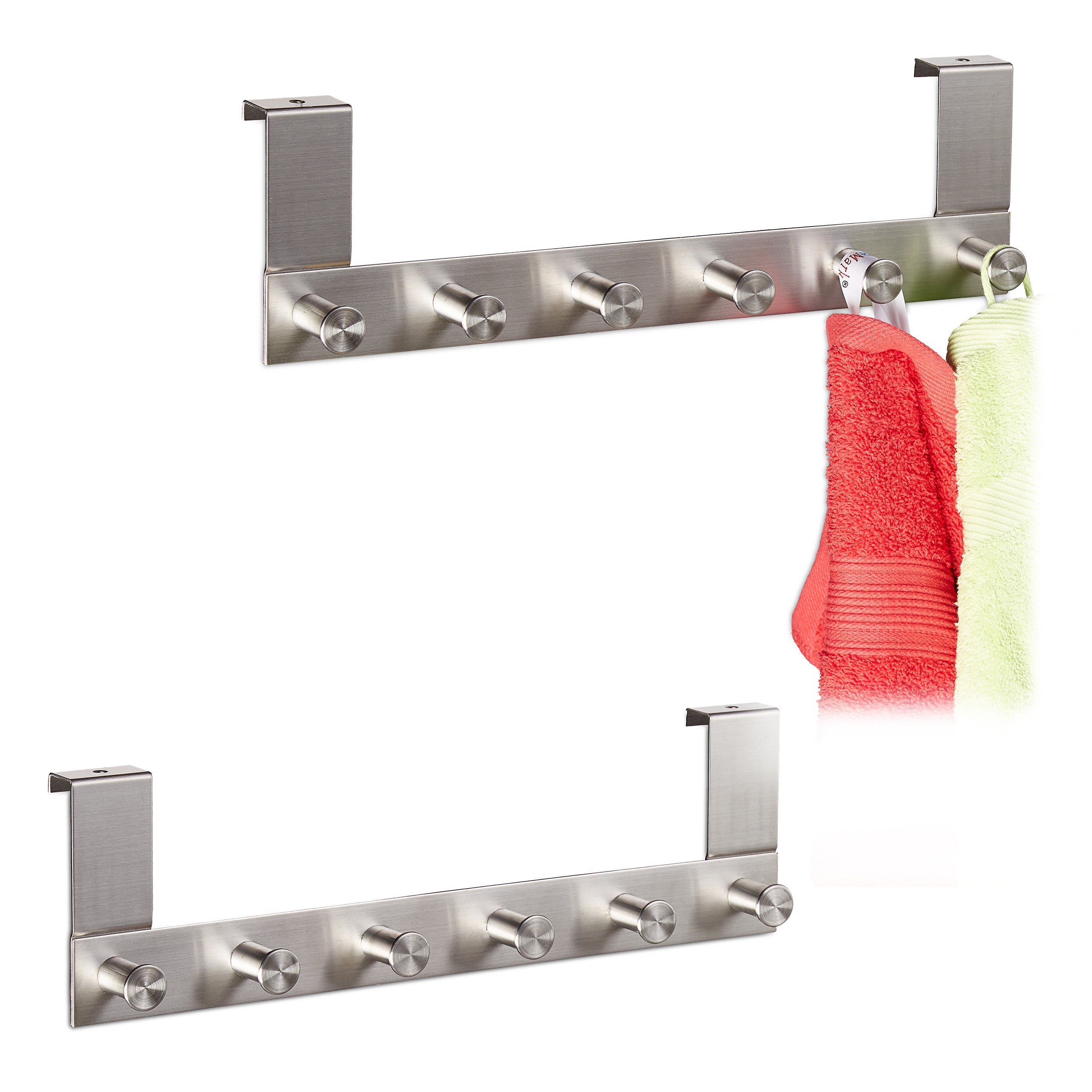 2x Percheros Puerta Acero Inoxidable 6 Ganchos Colgador Colgante Puerta Puertas de hasta 1 8 cm Plateado Leroy Merlin