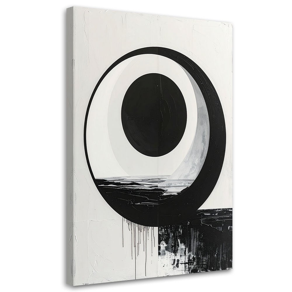 Obraz do salonu biura sypialni, Abstrakcja Czarno Biała Forma Okręg Infinity 60x90