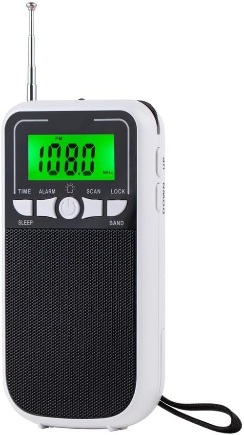 Przenośne radio kieszonkowe, mini radio z wyświetlaczem cyfrowym, odpowiednie dla rodzin i osób starszych, białe