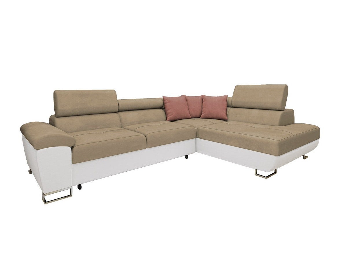 Canapé D’Angle Convertible 3 Places – Lit Gigogne Avec Coffre Rangement – Design Moderne – 244x83x143 Cm