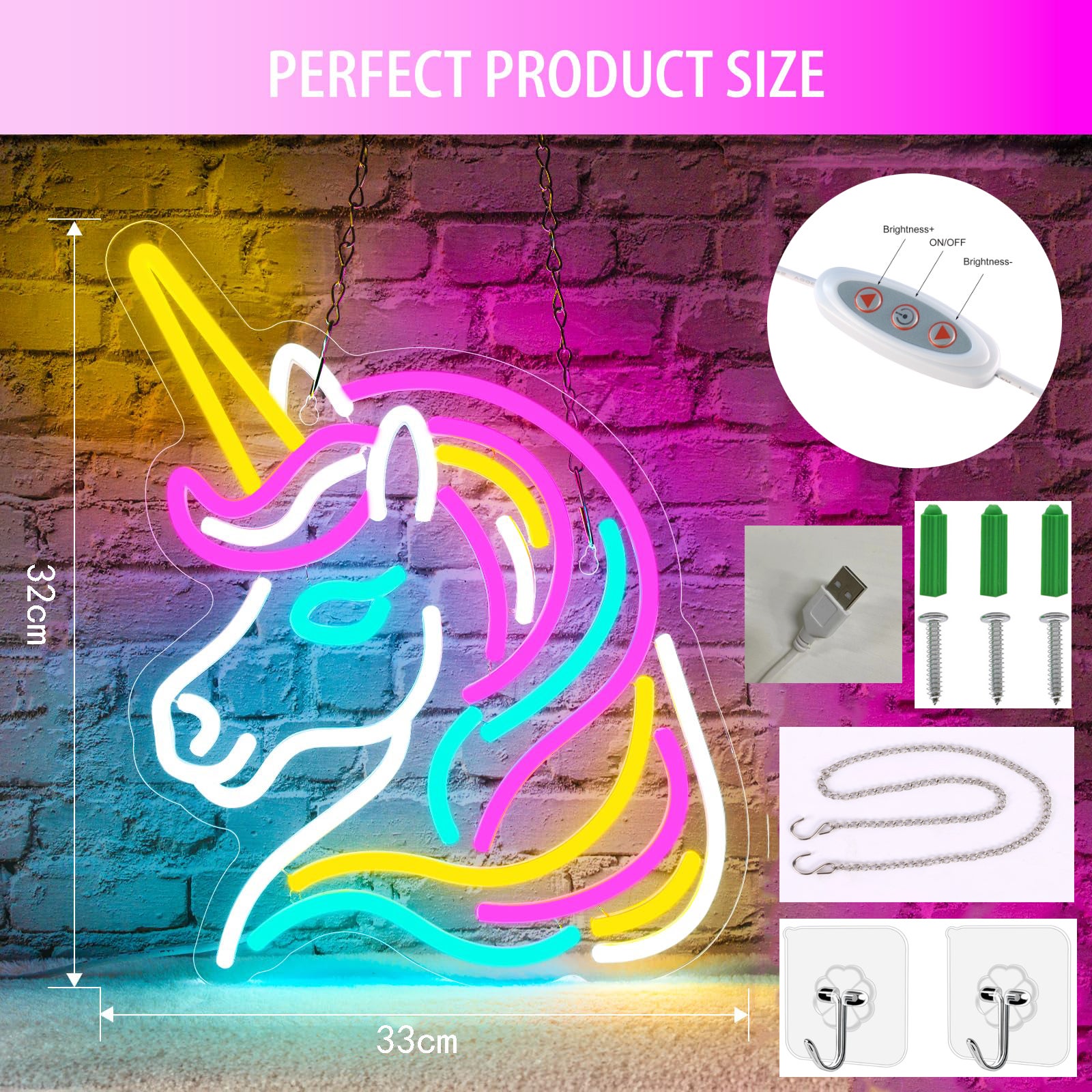 Luce Al Neon a Forma Di Unicorno, Luce Notturna a LED, Alimentata a
