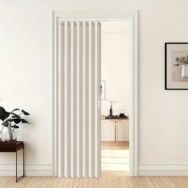 Rideau de placard pour placard ouvert, rideaux accordéon pliables pour placards sans porte, 1 rideau avec embrasse, 100*200cm, (tringle non incluse).
