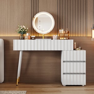 vidaXL Toletta con Sgabello in MDF e Vetro