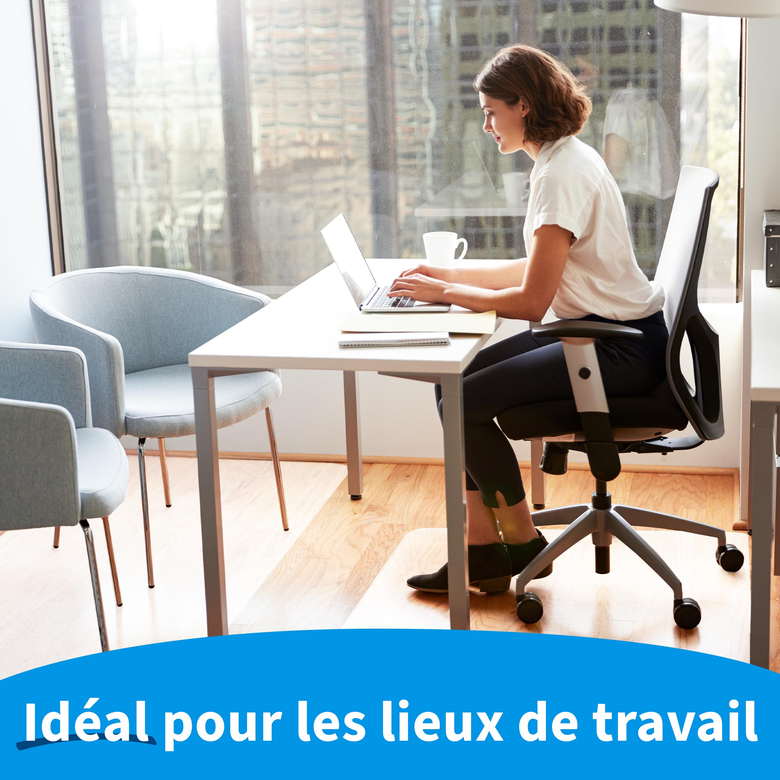 Neo Tapis de Protection pour sols durs pour Chaise de Bureau, épaisseur 1,5 mm, Transparent, 90 x 150 cm - 3