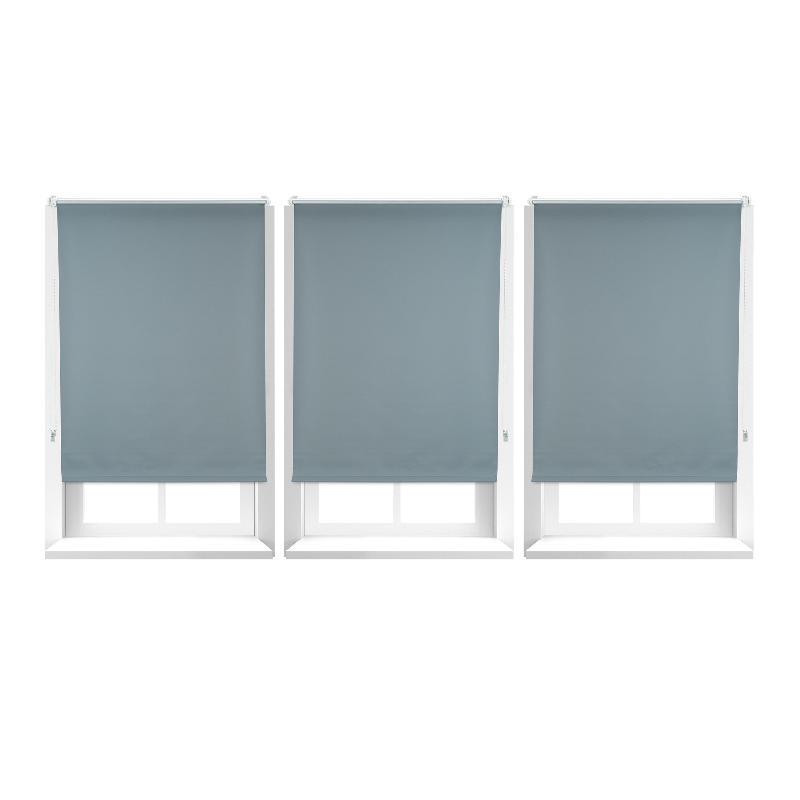 3 estores opacos térmicos, sin taladrar, enrollables, con cadena, 3 ud., tela-aluminio-plástico, 80 x 160 cm, gris