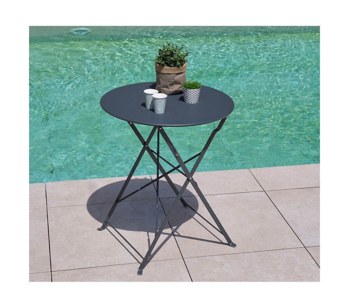 Ensemble table et chaises de jardin - 2 places - Gris Anthracite - CAPRONE - 2