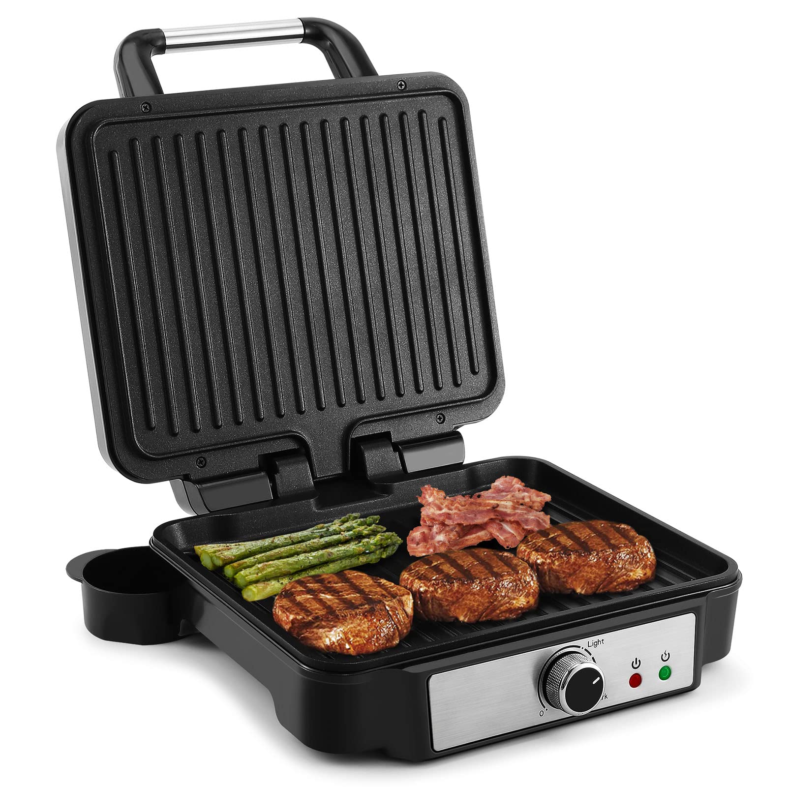 YASHE Tostapane Piastra 1800W – 4 Panini, Apertura 180° E Rivestimento Antiaderente