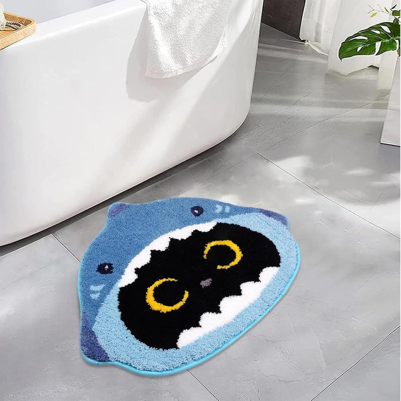 Uroczy dywanik łazienkowy z motywem rekina, miękki i antypoślizgowy, chłonny, zmywalny, 50 x 60 cm