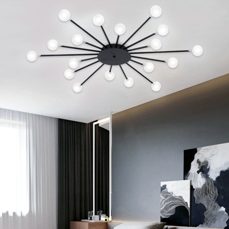 Lámpara De Araña Colgante De Cristal Negro Con 5 Luces E14, Diámetro 47,5 Cm, Altura Ajustable Hasta 195 Cm, Moderna Para Salón O Comedor