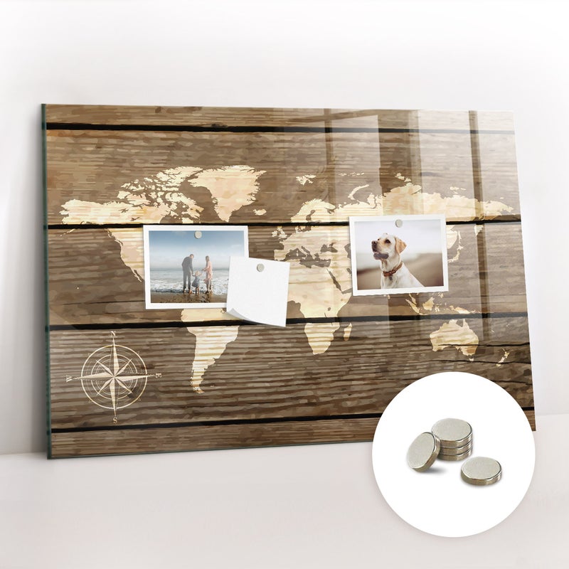 Zdjęcia - Tablica biurowa Tablica Magnetyczna Ozdobna 60x40 Cm Mapa Świata Deski - Tulup