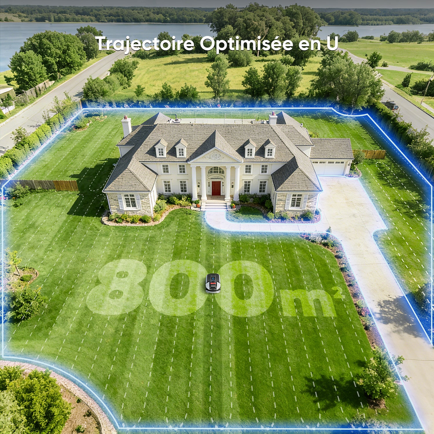 Robot Tondeuse sans Fil, 800 m², RTK + Vision, Cartographie, Évitement des Obstacles, Pentes 30 %, Contrôle via App, Sunseeker S3 - 5
