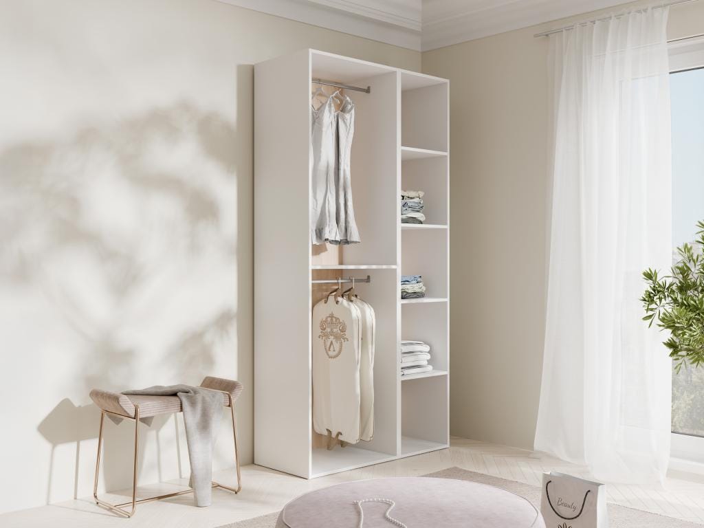 Dressing Angle Dressing d'angle modulable - L84,5 cm - Blanc et naturel - TAMOKA ...