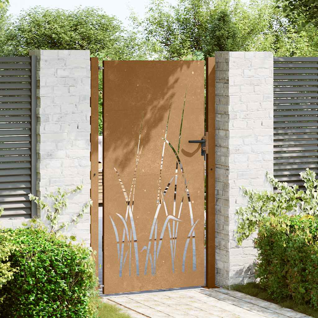 vidaXL Portail de jardin 100x175 cm acier corten conception d'herbe - 3