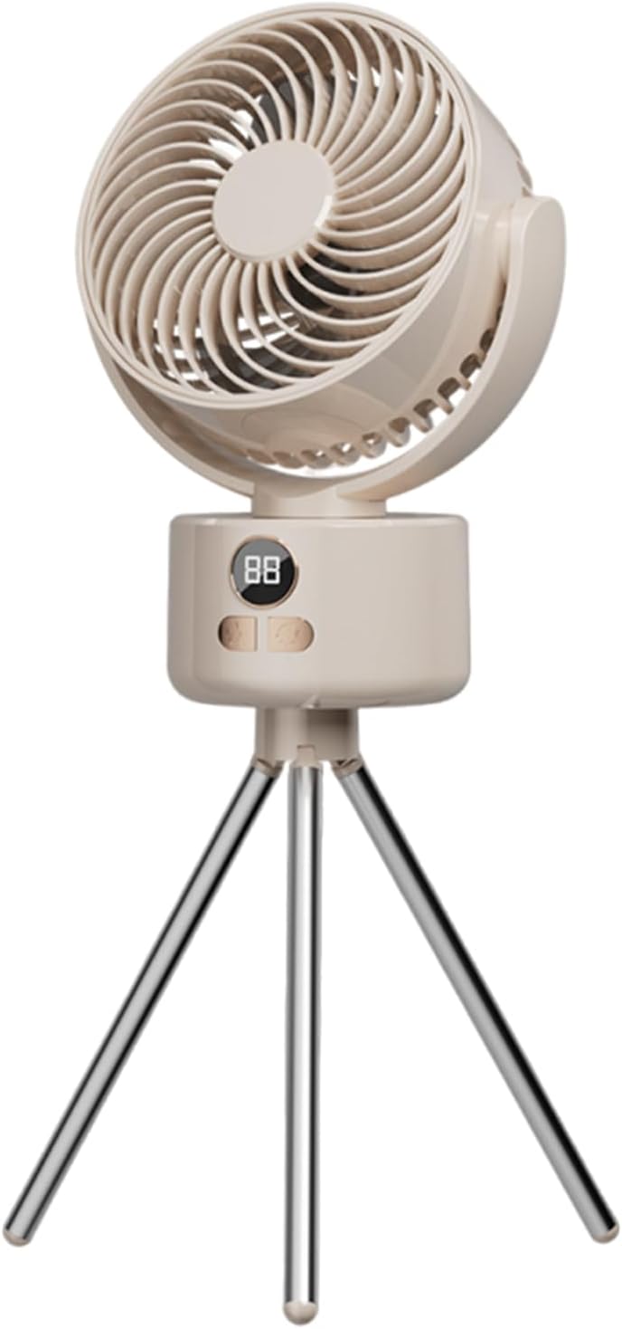 Wentylator, przenośny składany wentylator, cyrkulator powietrza, dmuchawa ze statywem, odpowiedni na kemping, podróż, beżowy