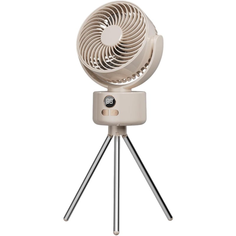 Wentylator, przenośny składany wentylator, cyrkulator powietrza, dmuchawa ze statywem, odpowiedni na kemping, podróż, beżowy