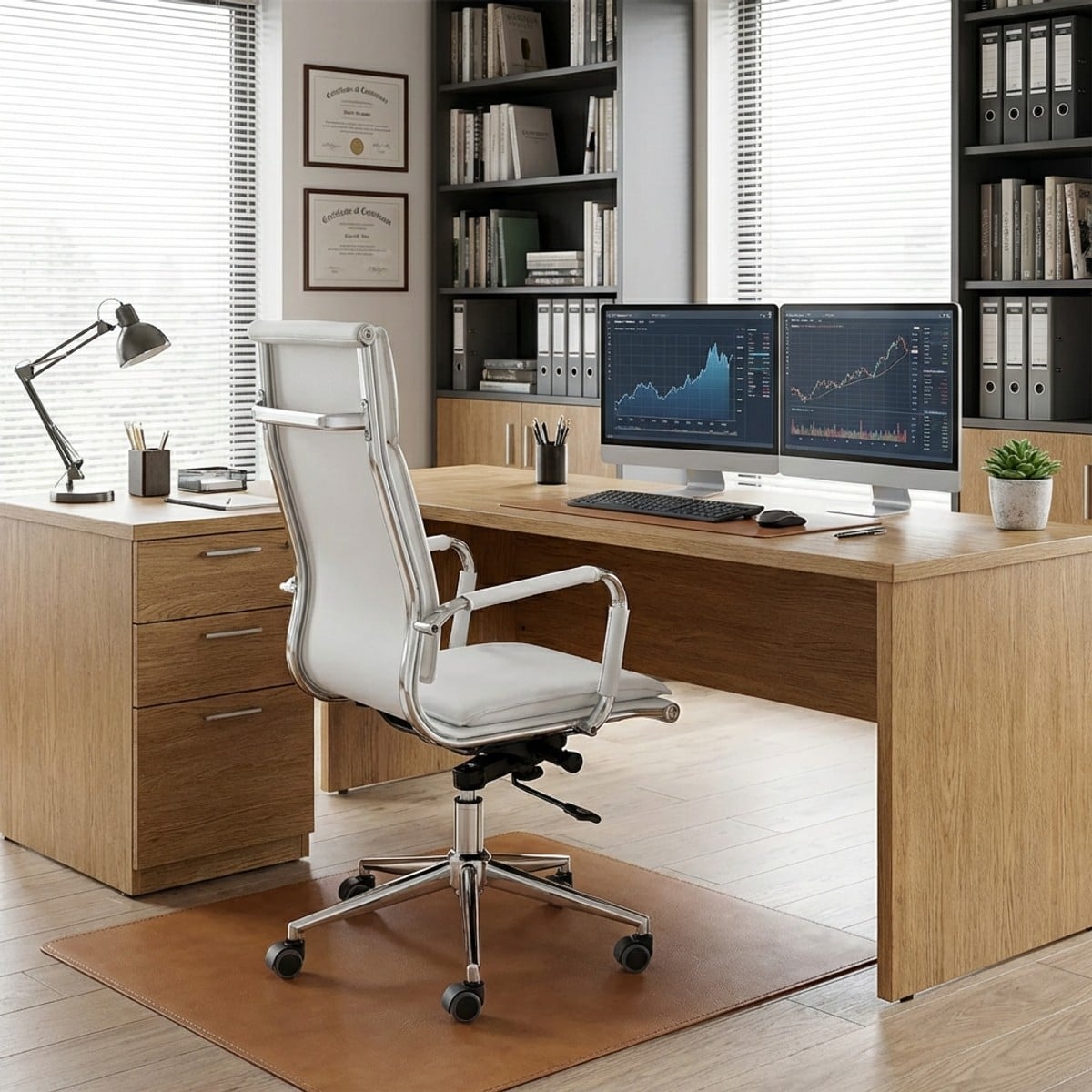 Silla de oficina ergonómica de piel sintética con ruedas Paly | Leroy ...