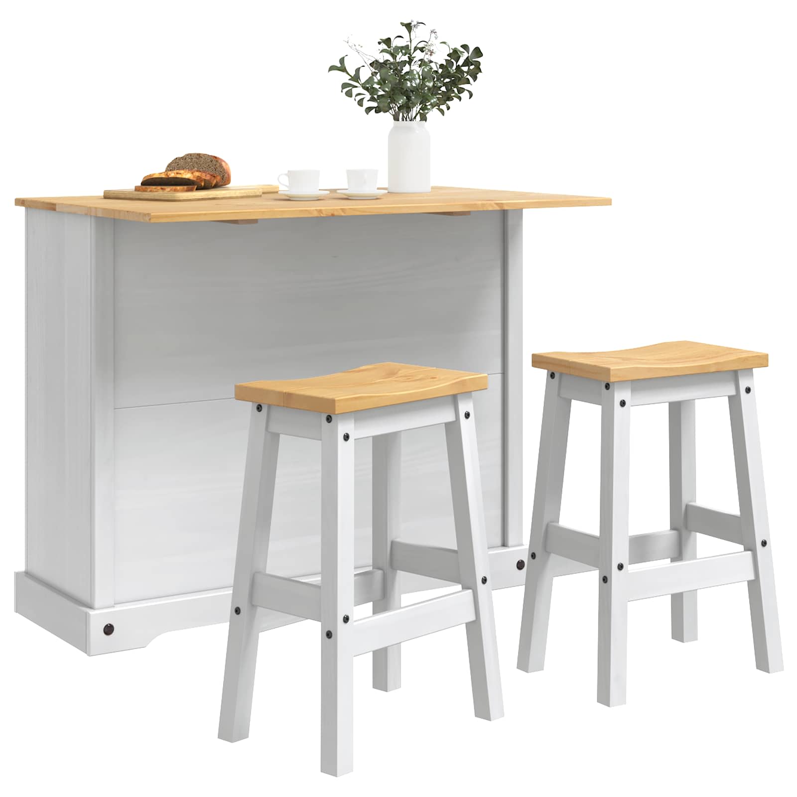Ensemble Cuisine Îlot Corona 3 pcs Blanc et Cire de Miel - 3